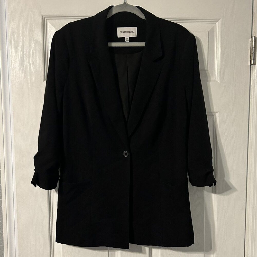 Women's, Elizabeth and James, Black, 3/4 Length Sleeve, Blazer, Size Medium